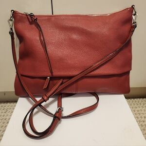 Sanctuary "Manhattanville" Tomato Red Leather Crossbody Foldover Bag Ret $189